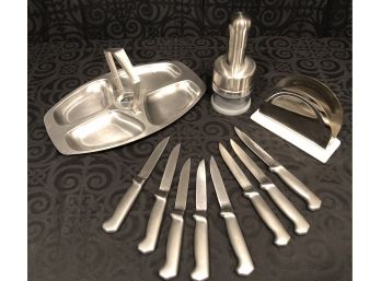 Vintage Mid-Century Stainless Steel Kitchenware & Cutlery