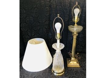 Vintage Heyco Brass & Crystal Lamps
