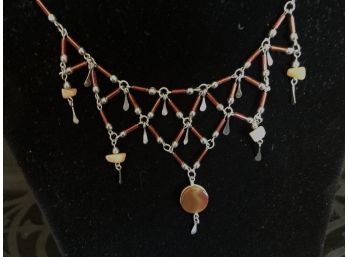 Ladies Mayan Genuine Carnelian Accented Necklace