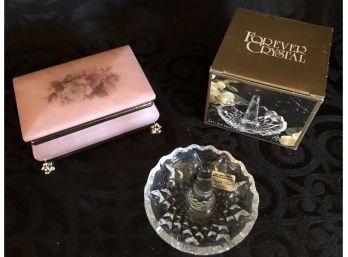 Alabaster Jewelry Box & Crystal Ring Holder