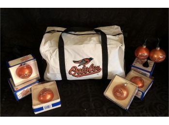 Baltimore Orioles Christmas Balls & Sports Bag