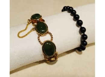 Ladies Onyx & Connemara Marble Bracelets