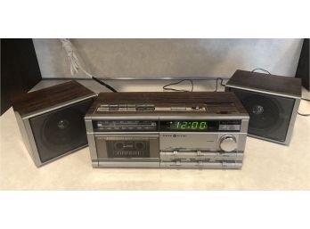 Vintage General Electric Stereo Clock Radio Cassette Recorder
