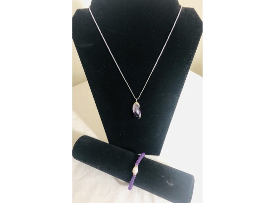 Genuine Amethyst, Crystal  & Pearl Accented Jewelry
