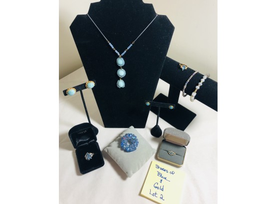 Fashion Jewelry Shades Of Blue & Gold Lot#2