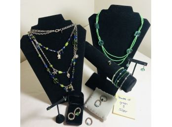 Fashion Jewelry Shades Of Green & Silver