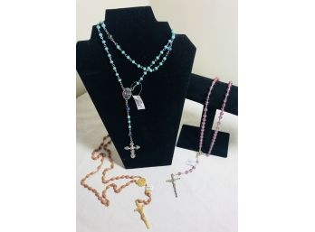Three New Rosary Beads With Original Tags