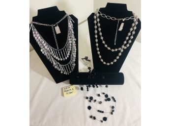 Chico's Black & Silver Statement Necklaces - BRAND NEW!