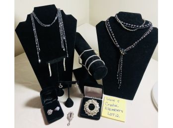 Silvertone & Crystal Elements Jewelry Collection Lot#2