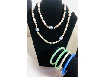 Gorgeous Glass Bangles & Stone/Glass Necklace