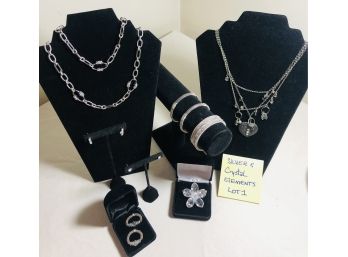 Silvertone & Crystal Elements Jewelry Collection Lot#1