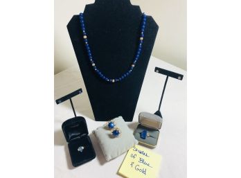 Fashion Jewelry Shades Of Blue & Gold Lot#1
