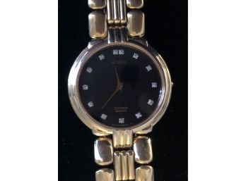 Vintage Men's Noblia/Citizen 13 Diamond Analog Quartz Gold-plated Watch