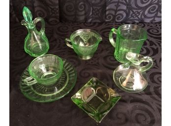 Vintage Green Depression Glass Collection