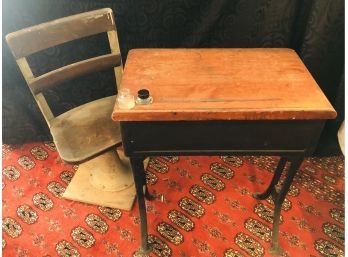 Antique Childs School Desk & Chair