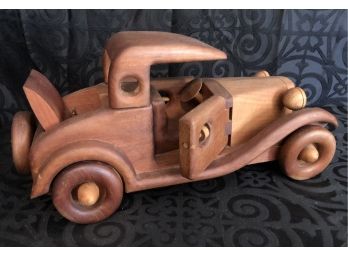Vintage Handmade Signed Wooden Collectible Car