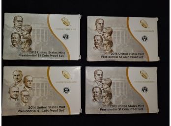 4 Pieces - 2013 United States Mint Presidential $1 Coin Proof Set