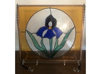 Handcrafted Leaded Stained Glass Panel (Iris)