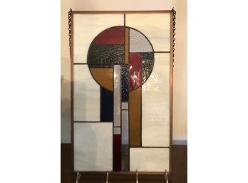 Handmade Leaded Stained Glass Panel (Abstract Design)