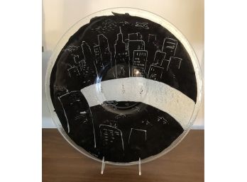 Art Glass Cityscape Plate (Signed & Dated)