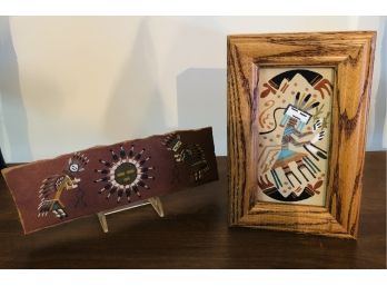 Navajo Sand Paintings Plaque & Box (Signed)