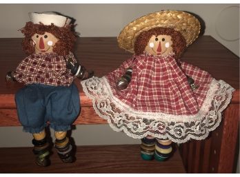 Adorable Raggedy Ann & Andy Button Limb Dolls