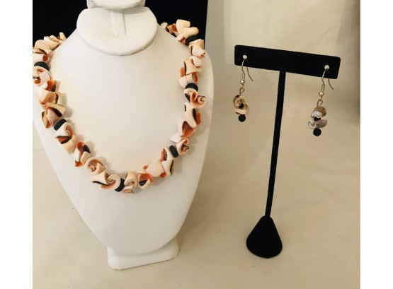 Artisan Puka Shell Necklace & Earring Set
