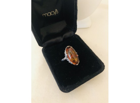 Sterling Silver Amber Ring (3.9 Grams)