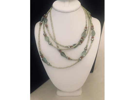 Artisan Semi-Precious Stone Crystal Pearl Necklace