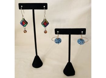 Artisan Hand Blown & Foil Glass Earrings (Sterling Posts)