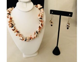 Artisan Puka Shell Necklace & Earring Set