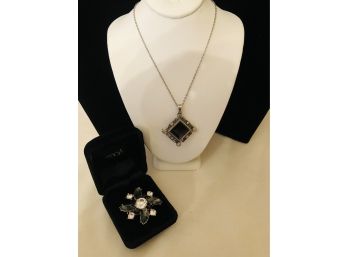 Fashion Crystal Necklace & Brooch