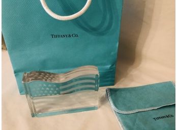 Tiffany & Co. Val St. Lambert Crystal Flag Paperweight