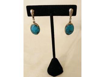 Sterling Silver Turquoise Earrings (5.9 Grams)