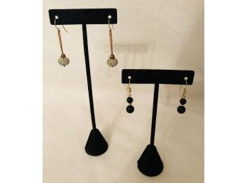 14KGF Artisan Glass & Onyx Earrings