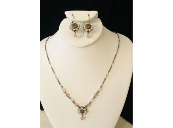Designer Liz Palacios Crystal Embellished Necklace & Earring Set