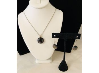 Artisan Foil Glass Necklace & Earring Set