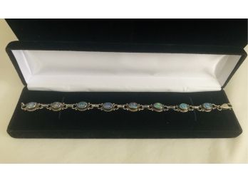 Sterling Silver Opal Glass Bracelet