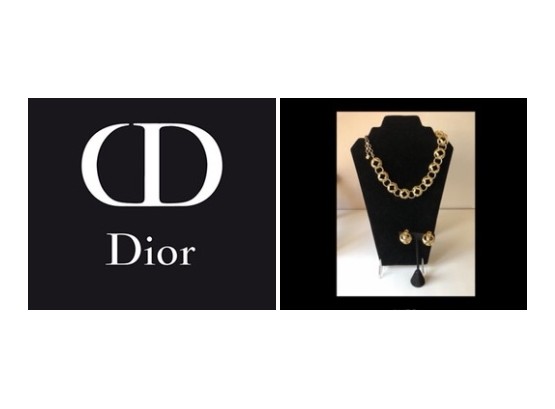 Heavy Christian Dior Signed Necklace & Earring Set