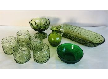 Vintage Emerald Glass Kitchenware
