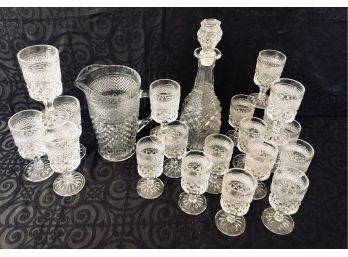 Decanter, Pitcher & Footed Glassware Set