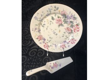 Andrea By Sadek Pink Flowers Cake Serving Set - NEW IN BOX!