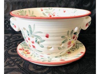 Debco Ceramic Berry Bowl Colander & Plate