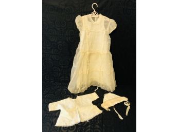 Vintage Christening Dress, Petticoat & Bonnet