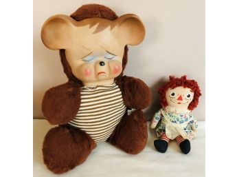 Vintage 1950s Knickerbocker Pouty Bear & Raggedy Ann