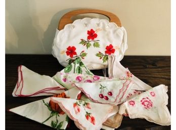 Vintage Handkerchiefs & Handbag