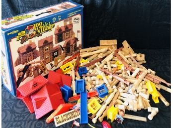 Vintage Paul Bunyan Log Village Build & Play Set
