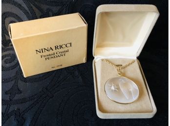 Vintage Nina Ricci Frosted Crystal Pendant Necklace
