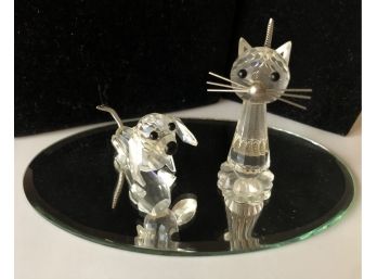 Vintage Swarovski Dachshund & Cat Figurines