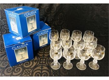 Vintage Bohemia Crystal 8oz Wine Glasses - NEW IN BOXES!